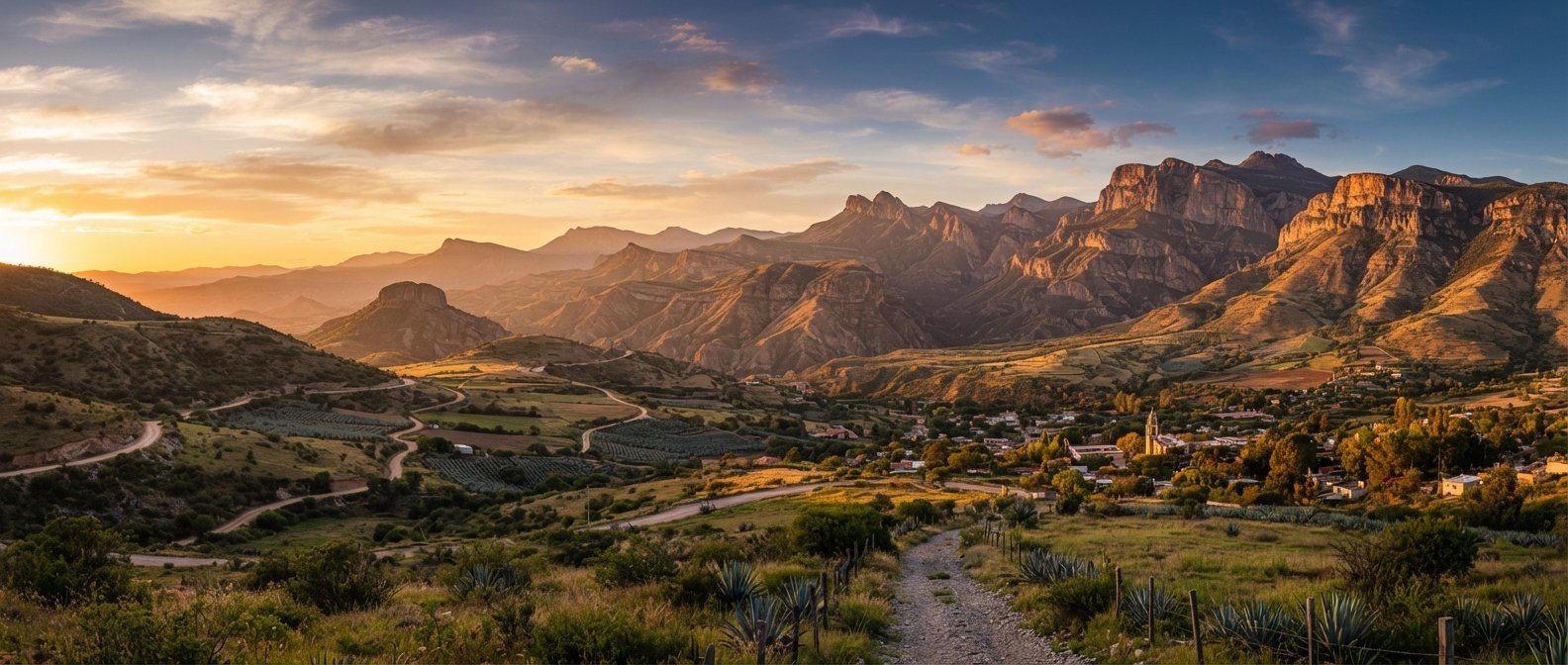 Paisaje de la Sierra de Hidalgo al atardecer